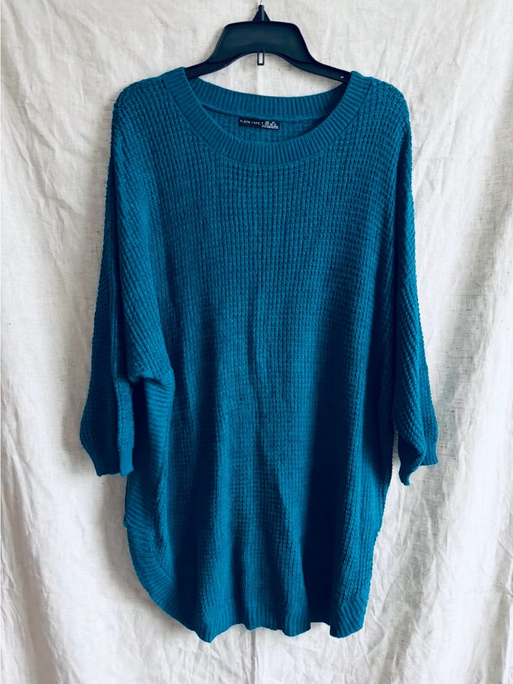 Black Tape_ Teal Knit Oversized Crewneck Sweater 1X